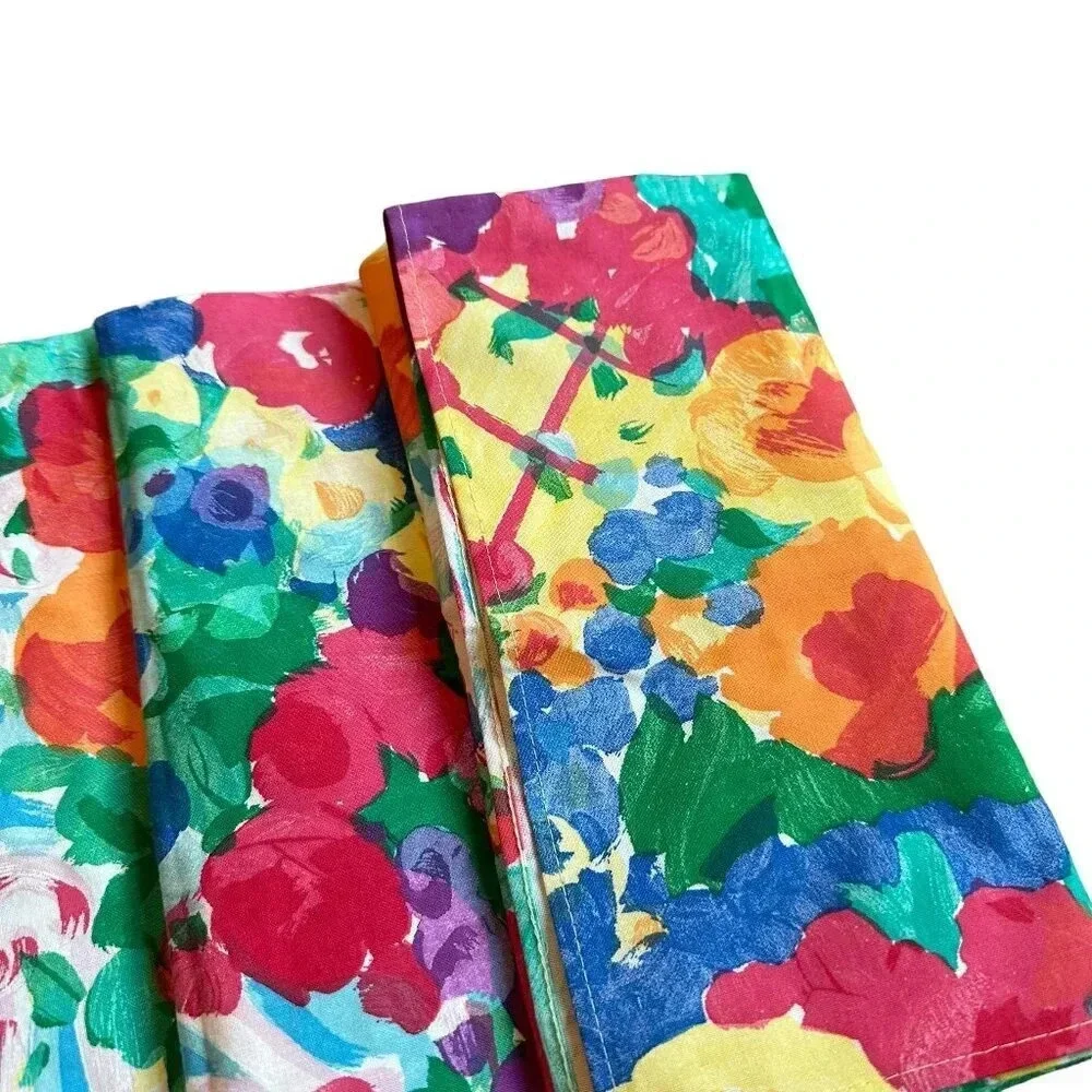 Goeters For Necessities Bold Floral Napkins Vintage Retro Colorful 21